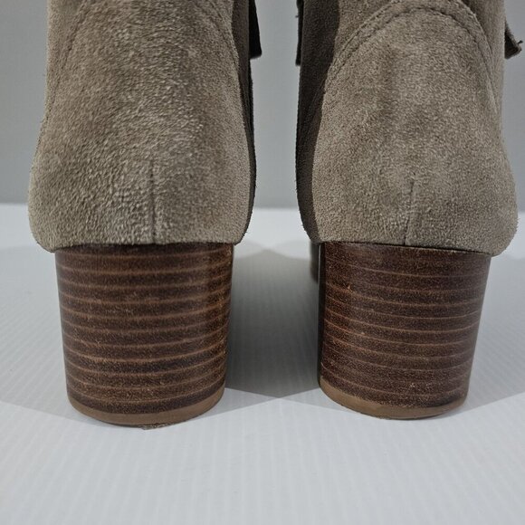 Johnston & Murphy Trista Ankle Bootie Womens 7 Taupe Suede Double Zip Low Heel - Picture 9 of 16